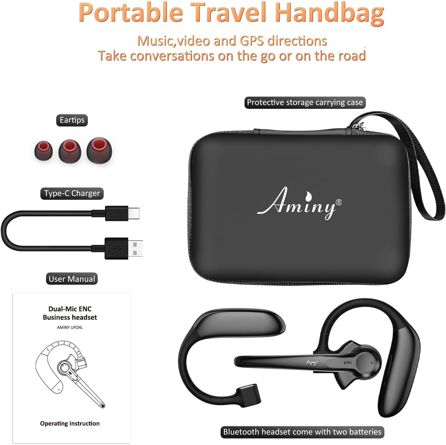 Wireless Bluetooth Headset with AI Noise Cancelling, 30Hrs Talk Time & Ultra Comfort - Hands-Free Earphones for Truck Drivers, Office, Home (V5.3)