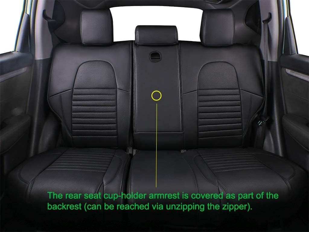 EKR Accord Seat Covers Full Set Custom for Honda Accord Base,EX-L,Touring 2014 2015 2016 2017 (Hybrid),Reat Row W/Solid Backrest & Armrest,Leather Seat Cover for Trucks,Automotive Seat Covers(Black)