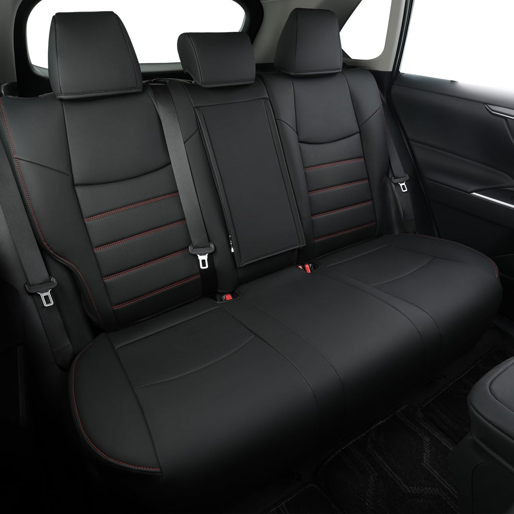 RISINGSTAR Rav4 Seat Covers, fit 2019-2025 Toyota Rav4 XLE LE XLE Premium Limited Base SUV, not for Adventure and TRD-Off(Black&Red)