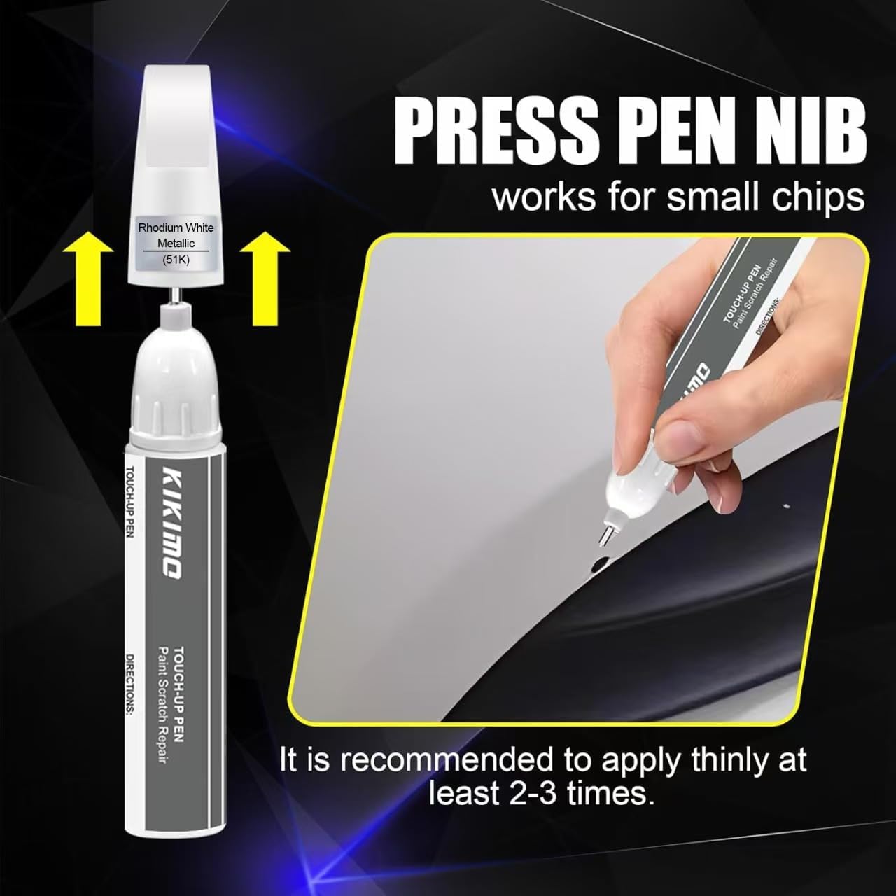 KIKIMO for Mazda Touch Up Paint(Zircon Sand Metallic(48T)), Car Paint Repair Kit for Mazda, 2 In 1 Scratches Repair with Pen Tip and Brush, Color-Matched for Quick & Easy Fix