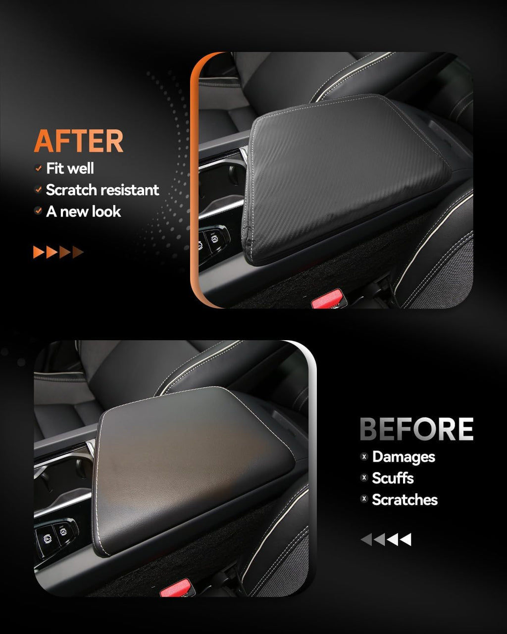 CDEFG for Volvo XC60 2018-2025 Center Console Cover Armrest Box Cover for XC60 (Core, Plus, Ultra) 2020 2021 2022 2023 2024 2025 Accessories Console Arm Rest Protector