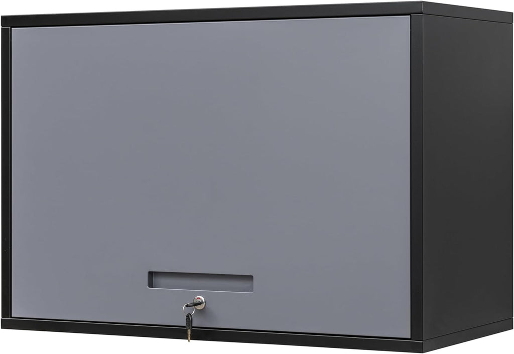 Yizosh Metal Wall Cabinet with Doors and Shelves, Wall Mounted Storage Cabinet for Garage, Basement, Kitchen, Warehouse (Black Gray, 21.6" H)
