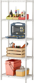 SINGAYE 5 Small Wire Shelves Kitchen Pantry Close Home Organizers and Storage Bathroom Shelf Laundry Room Organization Adjustable Book Metal Garage Shelving Unit