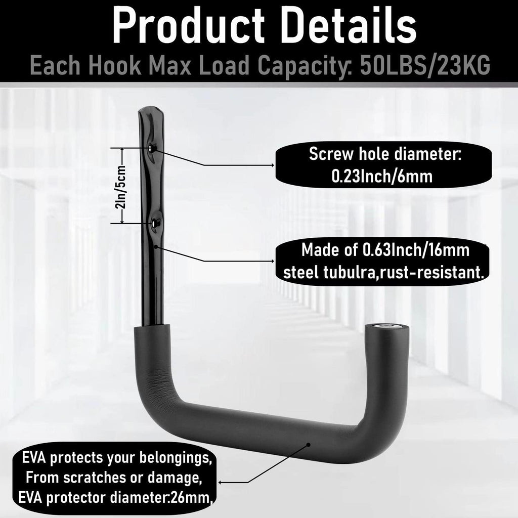 8 Pack Ladder Hooks 9.8Inch Garage Storage Utility Hook Heavy Duty Wall Mounted Storage Organizer Hanging Folding Chair Bike Ski Tool