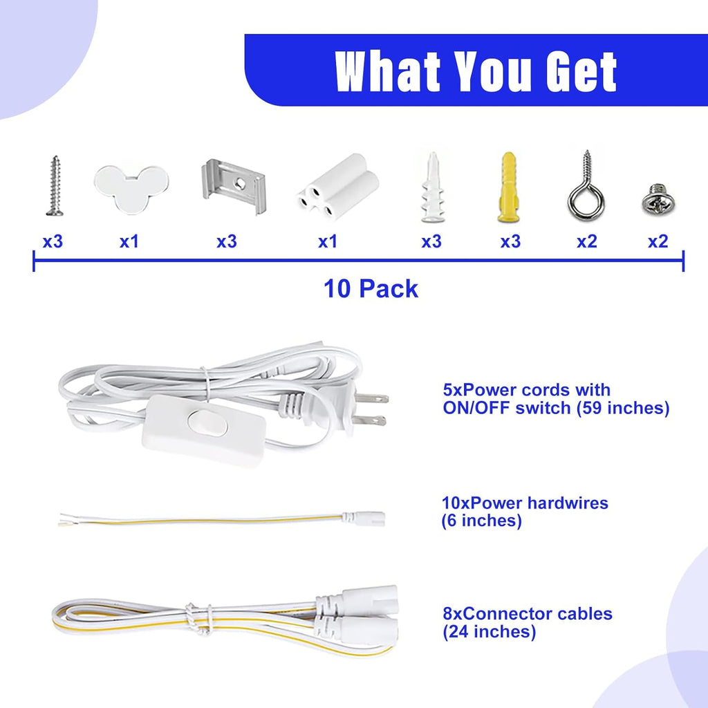 8FT LED Shop Light Fixture,100W 15000LM 6500K,V Shape Linkable T8 Tube Lights with Clear Cover,High Output Plug & Play for Garage/Warehouse/Workshop,10 Pack