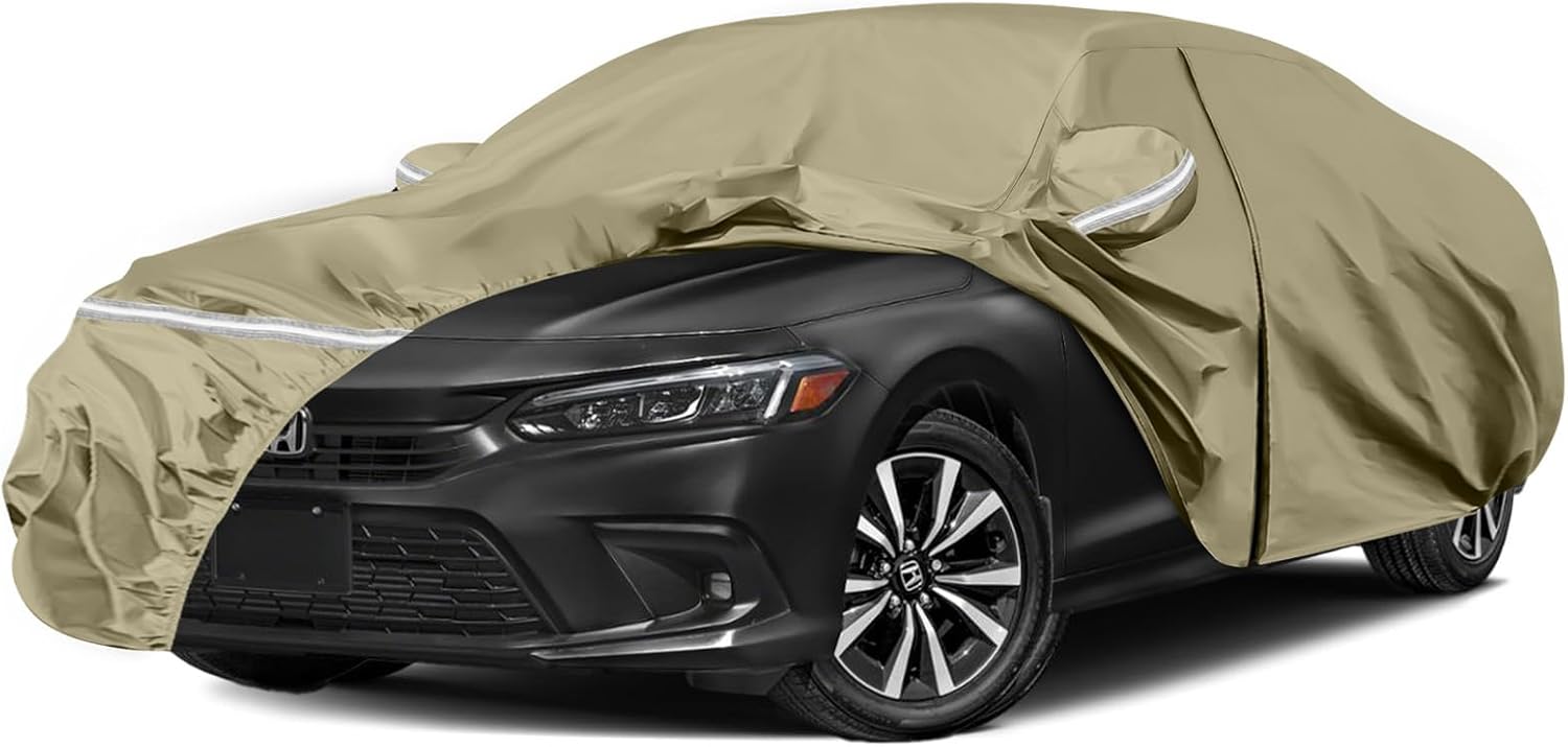Waterproof Car Covers Replace for 2007-2025 Honda Accord, Multilayer Heavy Duty with Cotton Liner All Weather Custom-fit Car Cover with Zipper Door, Windproof Bands for Snow Rain Dust Protection