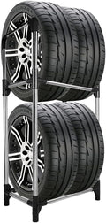 Hershii Tire Storage Rack Standing Garage Storage Shelf Organizer for Indoor Outdoor Use - Black + Silver, 22.51'' X 14.16'' X 45.11''