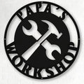 Personalized Papa's Workshop Metal Sign - Custom Dad's Garage Wall Decor for Mechanic, Birthday Gift for Men, Boyfriend - Fathers Day Workshop