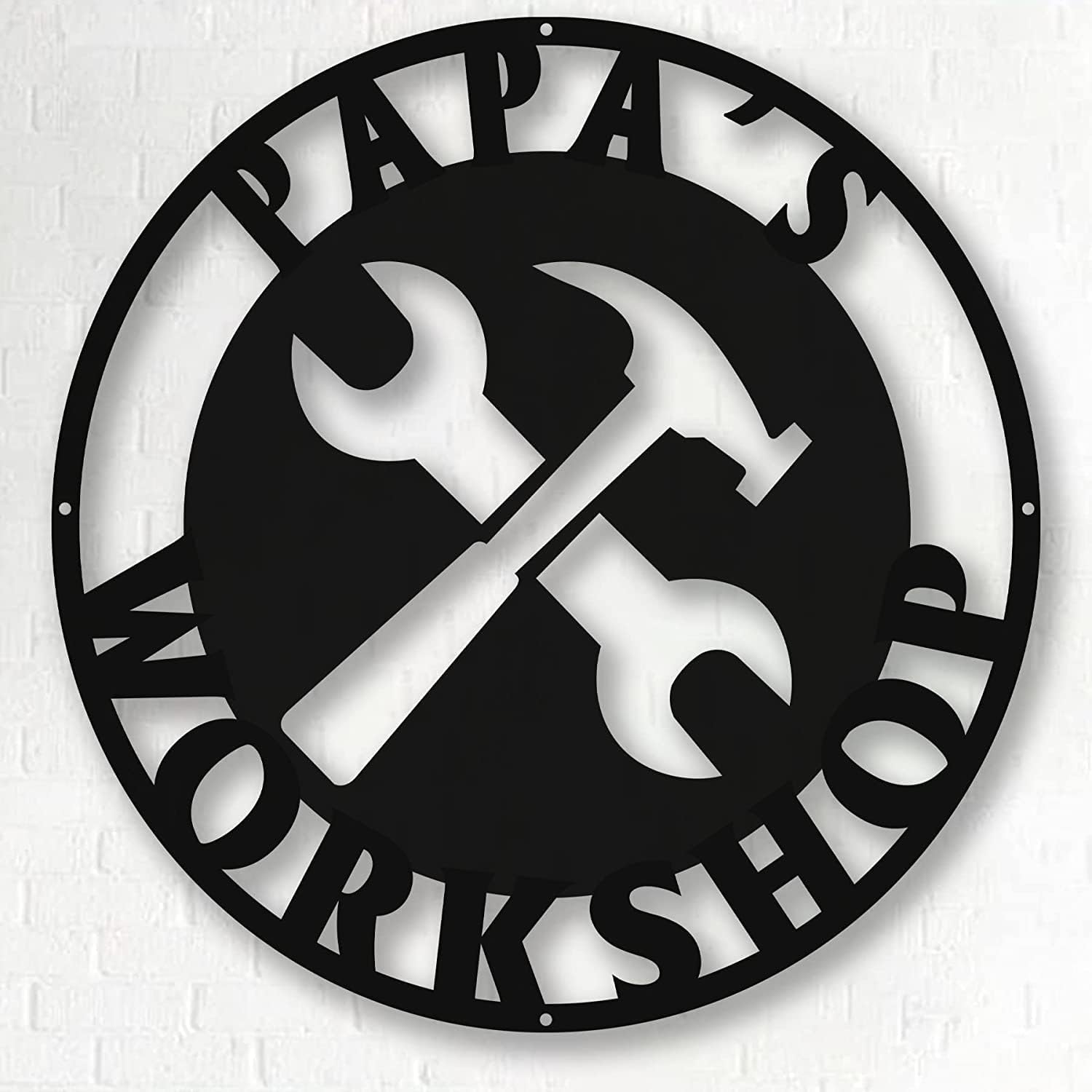 Personalized Papa's Workshop Metal Sign - Custom Dad's Garage Wall Decor for Mechanic, Birthday Gift for Men, Boyfriend - Fathers Day Workshop