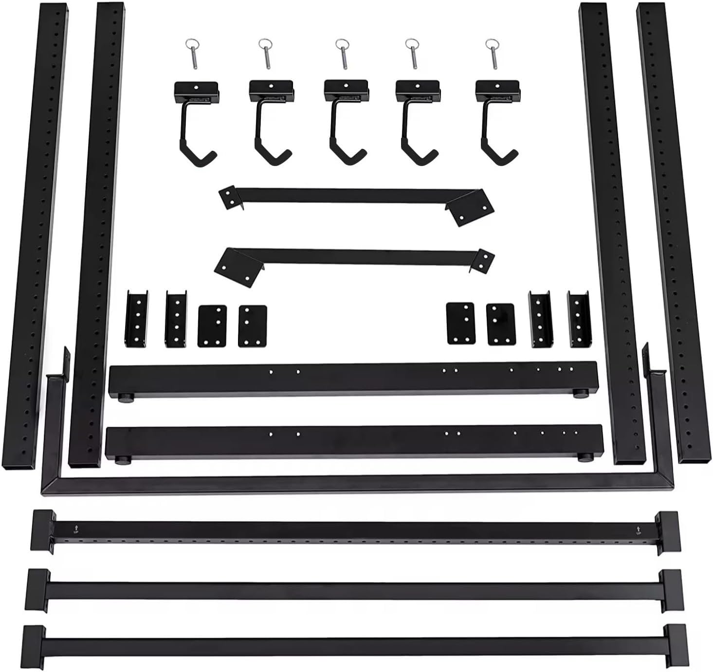 Upright Bike Stand, 5-Bike Stand Rack, Indoor Bike Storage Standing Bike - Garage Organizer - Freestanding Bicycle Rack with 5 Hanging Hook - Vertical & Horizontal Hangersfor Home