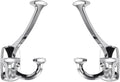 Large Wall Double-Sided Hook 2 Pack Polished Chrome Hook Decorative Heavy Duty Solid Large Coat Hooks for Towel Hanging Coats Robe Towel Bags Door Back 2 Prong Hooks