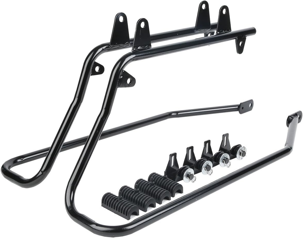 XFMT Vivid Black Motorcycle Saddlebags Hard Saddle Bags W/Black Latches & Conversion Bracket For Harley Softail Heritage Deluxe 1984-2017