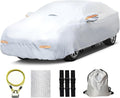 30 Layers Heavy Duty Car Cover for Automobiles All Weather Waterproof, Outdoor Snowproof UV Protection Windproof, Door Zipper, Soft Cotton Universal Car Covers (Silver, Fit Sedans 181"-190")