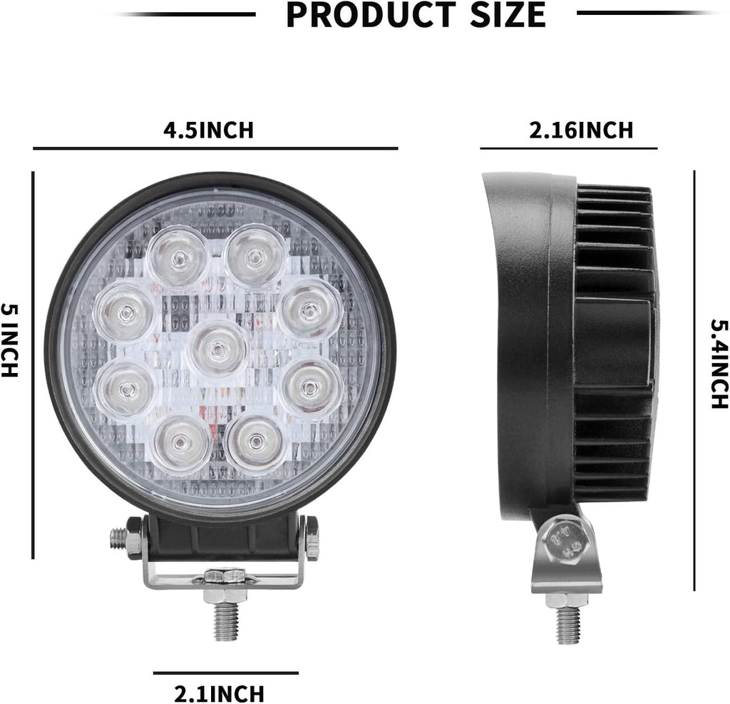27W Spot Green Round Work LED Light Fog Offroad Off Road Lights Driving Lamp Waterproof for Hunting Pickup UTV Truck Car Boat SUV Boat 4WD ATV 12V 24V 4x4 Tractor Motorcycle（2pcs）