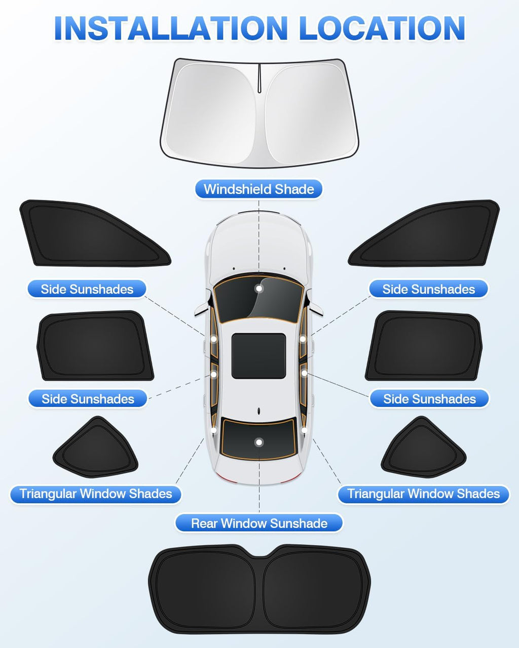 Sunshades for 2025 2026 Subaru Forester Accessories Windshield Sun Shade Side Rear Window Shade Cover Sun Visor Shield Privacy Protection Keep Vehicle Cool Black 8PCS