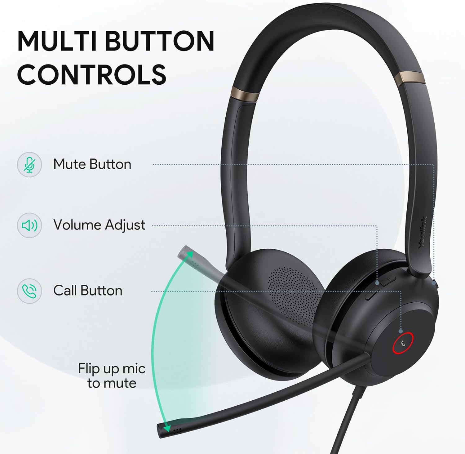 Yealink UH37 USB Headset with Mic,Wired Headset with Noise Cancelling Microphone for Computer PC Laptop VoIP Phone,USB-A & USB-C Cable,Works with Zoom and Other Leading UC Platforms