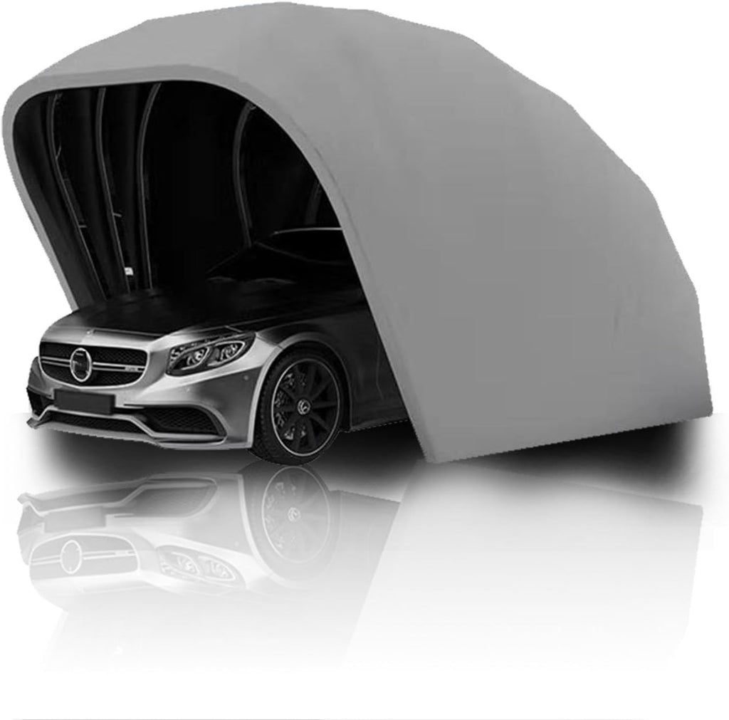 18×8.2×7.5FT Heavy Duty Carport, Portable Stainless Steel Garage, Retractable Folding Automatic Car Tent, All Weather Proof Carport, for Car, Boat, Car Canopy with All-Season Tarp