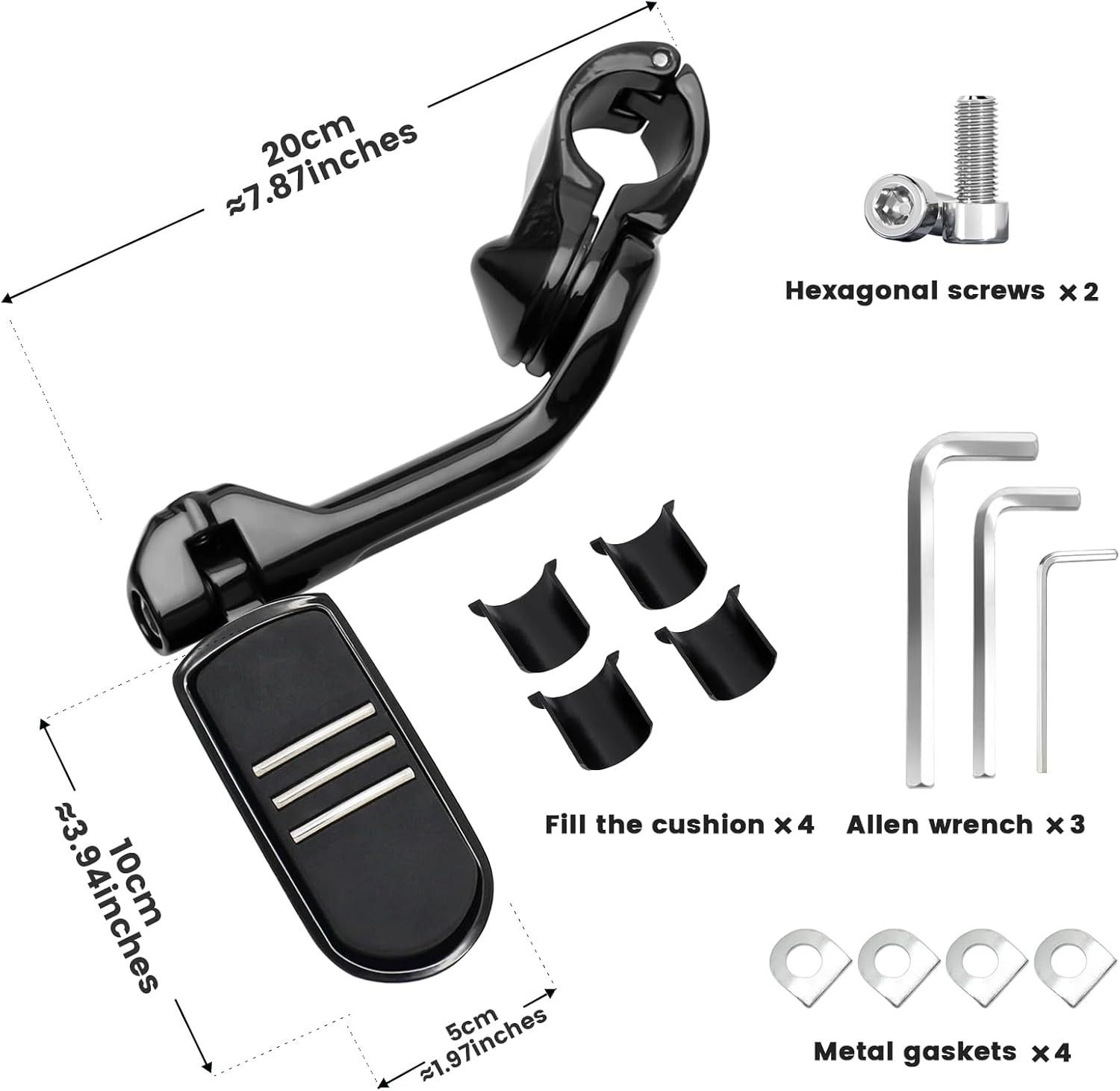 1.25" Highway Footpegs, Motorcycle Adjustable Footrest for Harley Davidson Touring Road King Road Glide Street Glide Electra Glide Dyna Sportster Softail 1 1/4" Engine Guard, Black