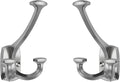 Large Wall Double-Sided Hook 2 Pack Brushed Satin Nickel Hook Decorative Heavy Duty Solid Large Coat Hooks for Towel Hanging Coats Robe Towel Bags Door Back 2 Prong Hooks