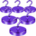 LOVIMAG Cruise Essentials, 150Lbs Cruise Door Magnets, Purple Magnet Hooks for Cruise Cabin Strong Magnetic Hooks for Hanging, Refrigerator, Celling -6 Pack