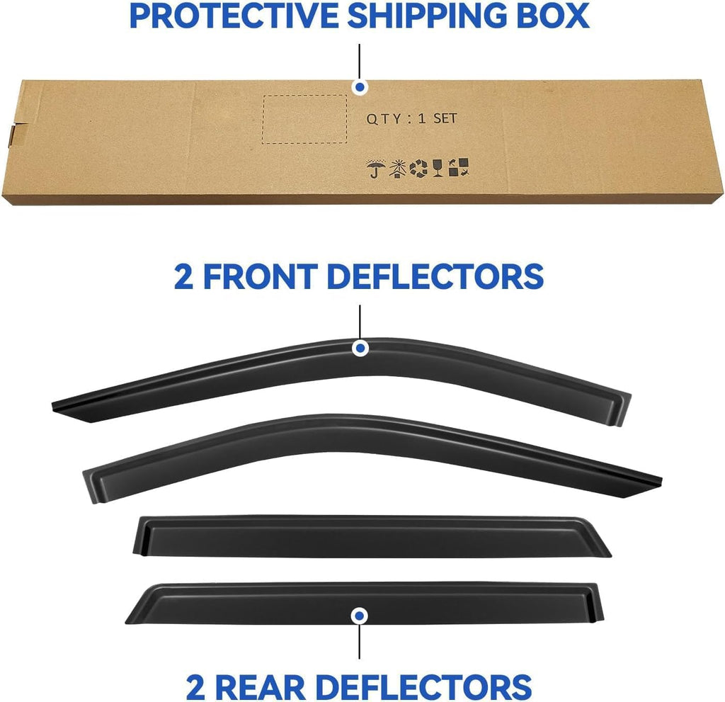 Window Visors Rain Guards for 2021 2022 2023 2024 2025 Chevy Tahoe, Out-Channel Window Vent Wind Deflectors Visors Shades for 21-25 GMC Yukon (Not for Yukon XL)