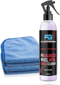Car Wheel Cleaner Spray (8oz) - Iron Remover Car Detailing Rim Cleaner - PH Balance Wheel Brake Dust Remover - Includes 2 Microfiber Towels