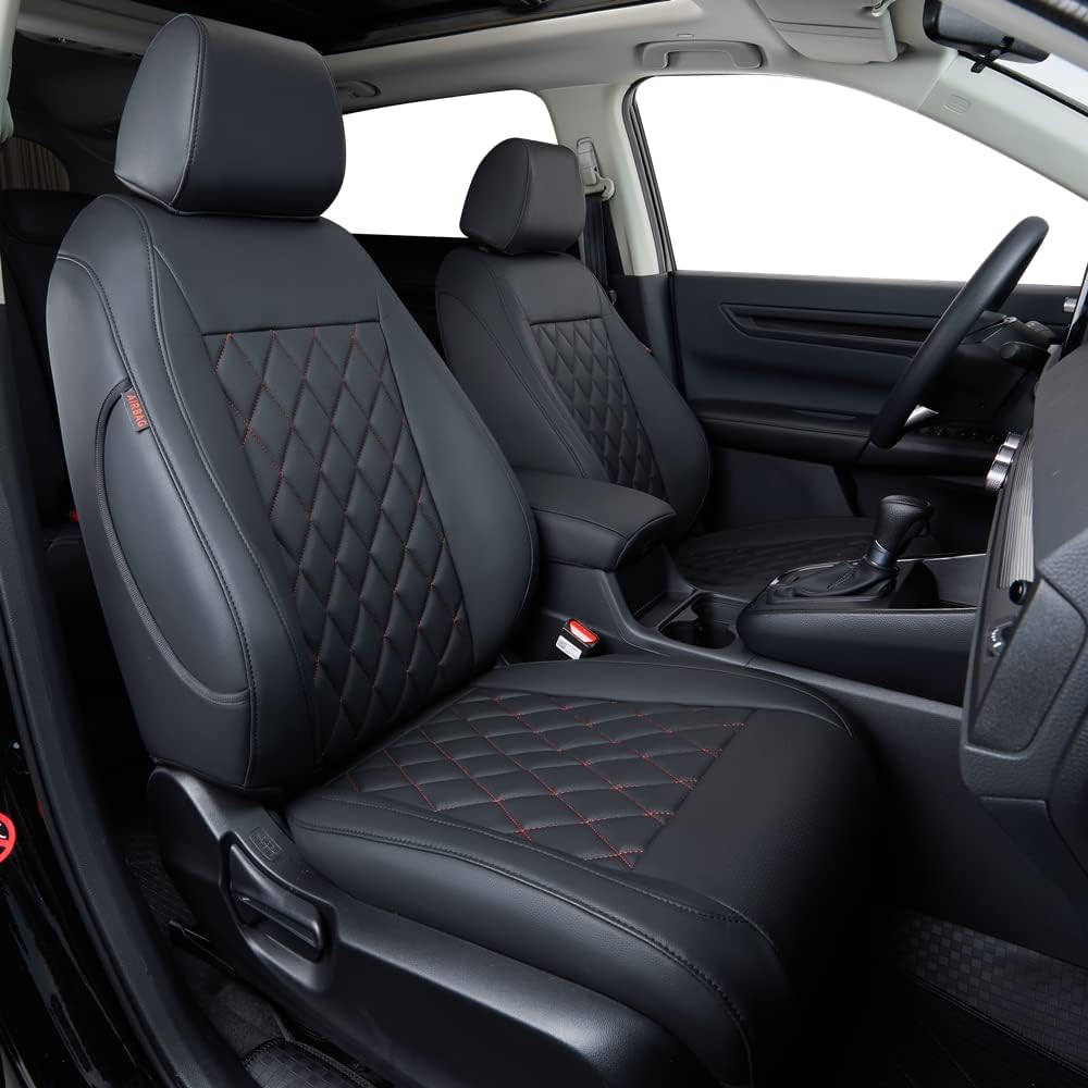 coverdream CRV Seat Covers Custom Fit for 2017 2018 2019 2020 2021 2022 Honda CRV LX, EX, SE, EX-L,Touring,Hybrid,Full Coverage Waterproof Leatherette Car Seat Protector(Full Set,Red/Black)