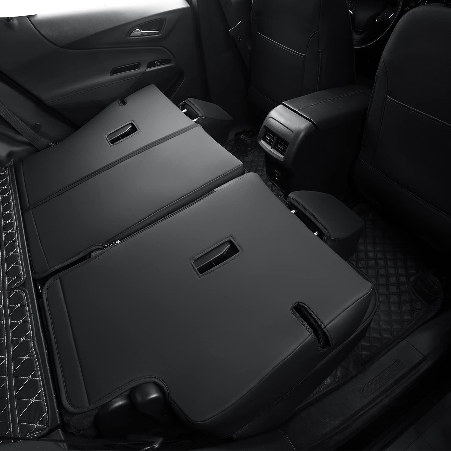 RISINGSTAR Terrain Seat Covers, fit for 2018-2024 GMC Terrain SUV with Rear Split Seats, Water Proof Faux Leather(Full Set, Black)