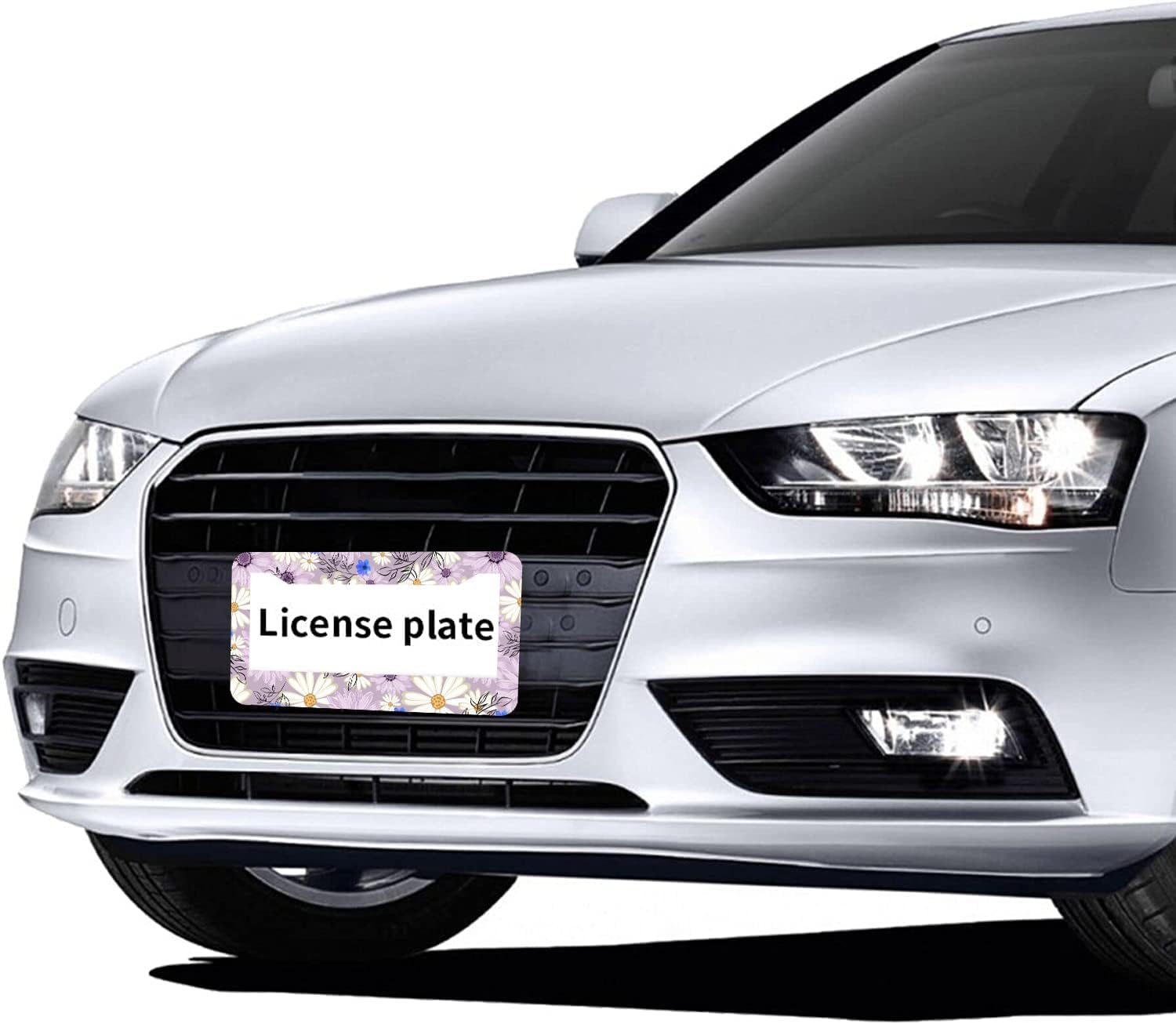 Flowers Daisy License Plate Frames - 2 Pcs Set 2 Holes Metal Aluminum Auto Car Accessories Decoration License Plate Frame 12.2 x 6.3 inch for Women Men Gift