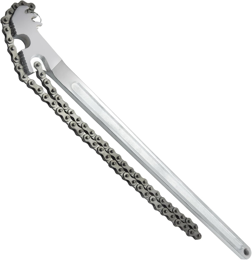24 Inch Heavy Duty Carbon Steel Pipe Wrench, Fits Max 12 Inch Diameter, Adjustable Large Chain Oil Filter Wrench for Universal Use