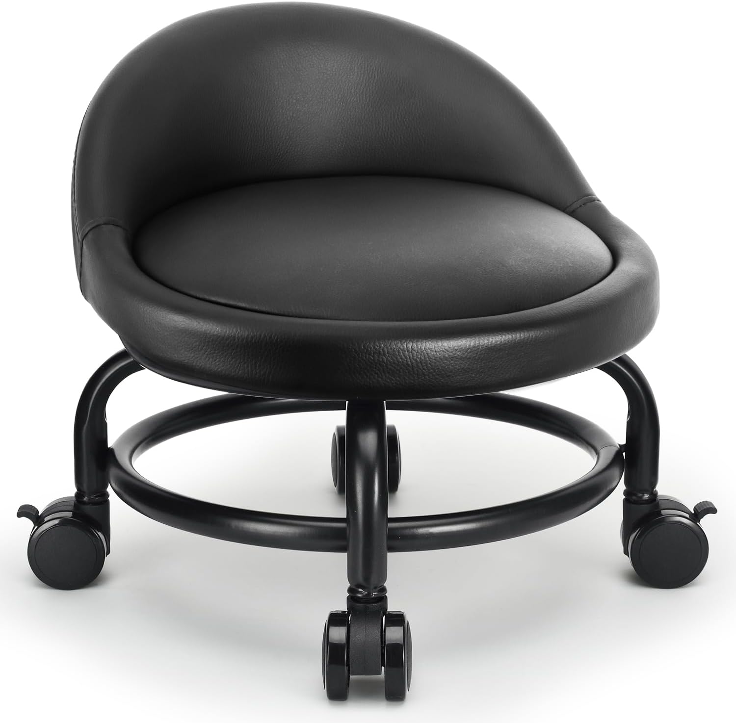Rolling Stool with Backrest Low Height Rolling Stools, Low Roller Stool Chair, Roller Seats for Home, Office, Garage, Shop, Library