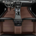 Custom Colors Car Floor Mats Black Pink for 99.9% Sedan SUV Sports， All-Weather Liners Car Floor mat，Luxury Leather Automotive Floor Mats (Brown Stripe,3D Floor Mats)