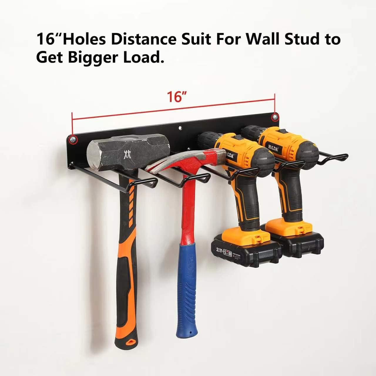 Drill Holder Wall Mount,Power Tool Organizer,Heavy Duty Garage Tool Organizers and Storage,2 Pack Power Tool Storgae Racks Set Solid Metal Black…