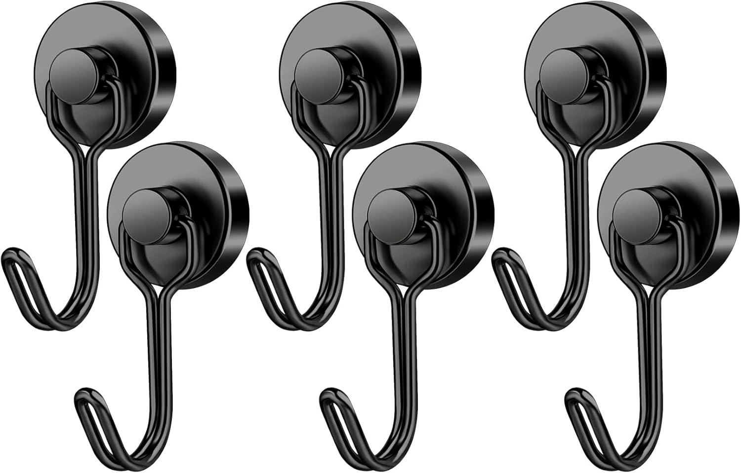 FINDMAG Magnetic Hooks, 40Lbs+ Strong Magnet Hooks for Cruise Cabins, Powerful Neodymium Magnets with Hooks for Hanging, Swivel Swing Black Magnetic Hooks for Fridge, Whiteboard, Kitchen, Toolbox