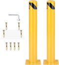 4.5x42 Inch Safety Bollard Post - Yellow Steel Bollard with Anchor Bolts (2-Pack) for Parking Lots, Walkways & Traffic Areas