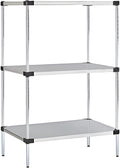 Omega Solid Stainless Steel Shelves, 24" Deep x 24" Wide x 34" High 3 Tier Heavy Duty Solid Shelving Unit for Kitchen Garage Office Restaurant Warehouse 800-lb Per Shelf Weight Capacity