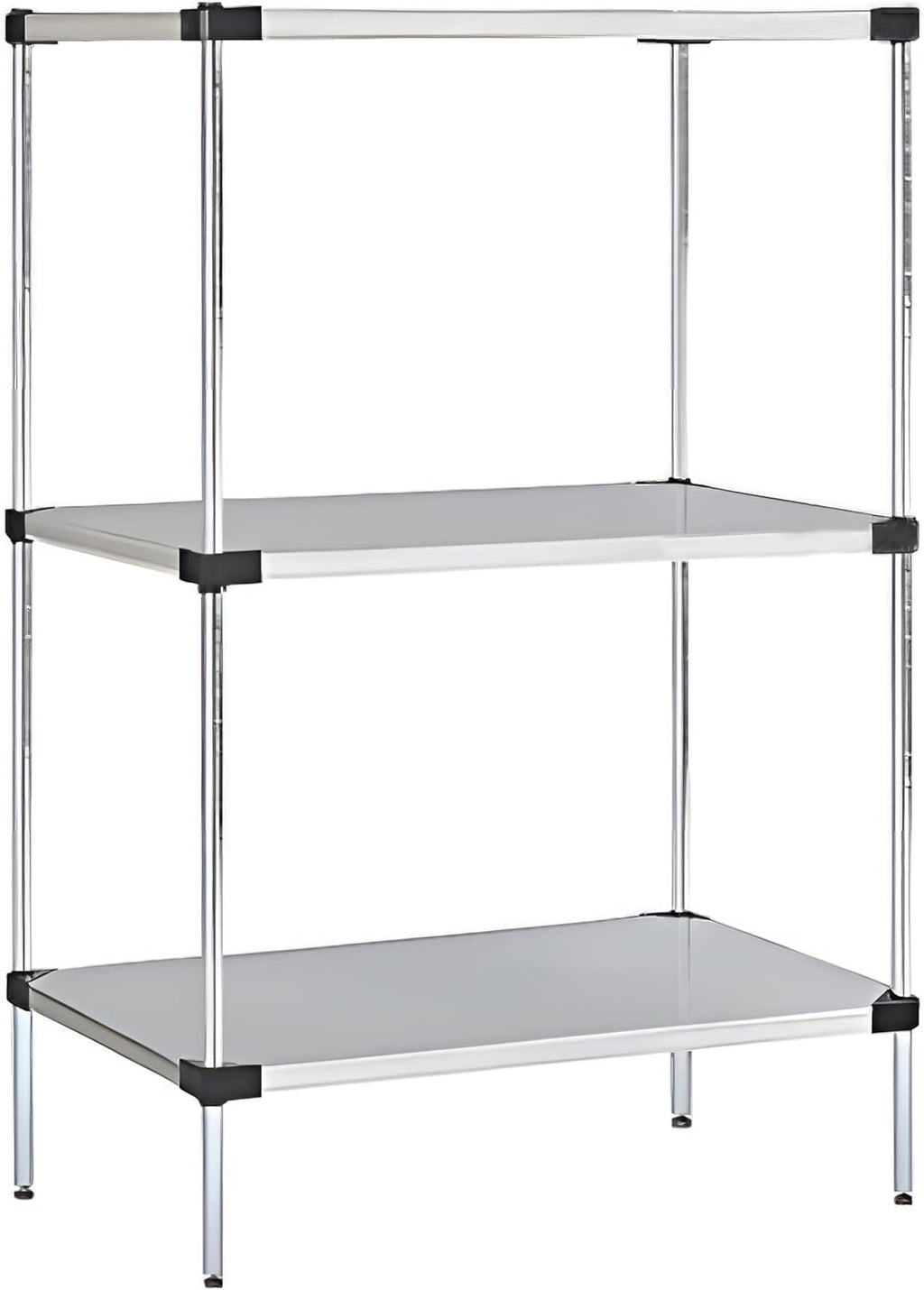 Omega Solid Stainless Steel Shelves, 21" Deep x 48" Wide x 34" High 3 Tier Heavy Duty Solid Shelving Unit for Kitchen Garage Office Restaurant Warehouse 800-lb Per Shelf Weight Capacity