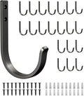 20-Pack Wall Hooks for Hanging Towel/Coat - 22LB Screw in Metal Hanger Wall Mount, for Outdoor, Closet, Door, Bathrooms, for Backpack, Robe, Black