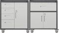 Metal Tool Cabinet,Garage Storage Cabinet System,Wall Cabinet & Locking Rolling Tool Cabinet with Doors and Adjustable Shelves,Steel Tool Cabinets for Home,Office (2 Pcs-StyleF, Black & Grey)