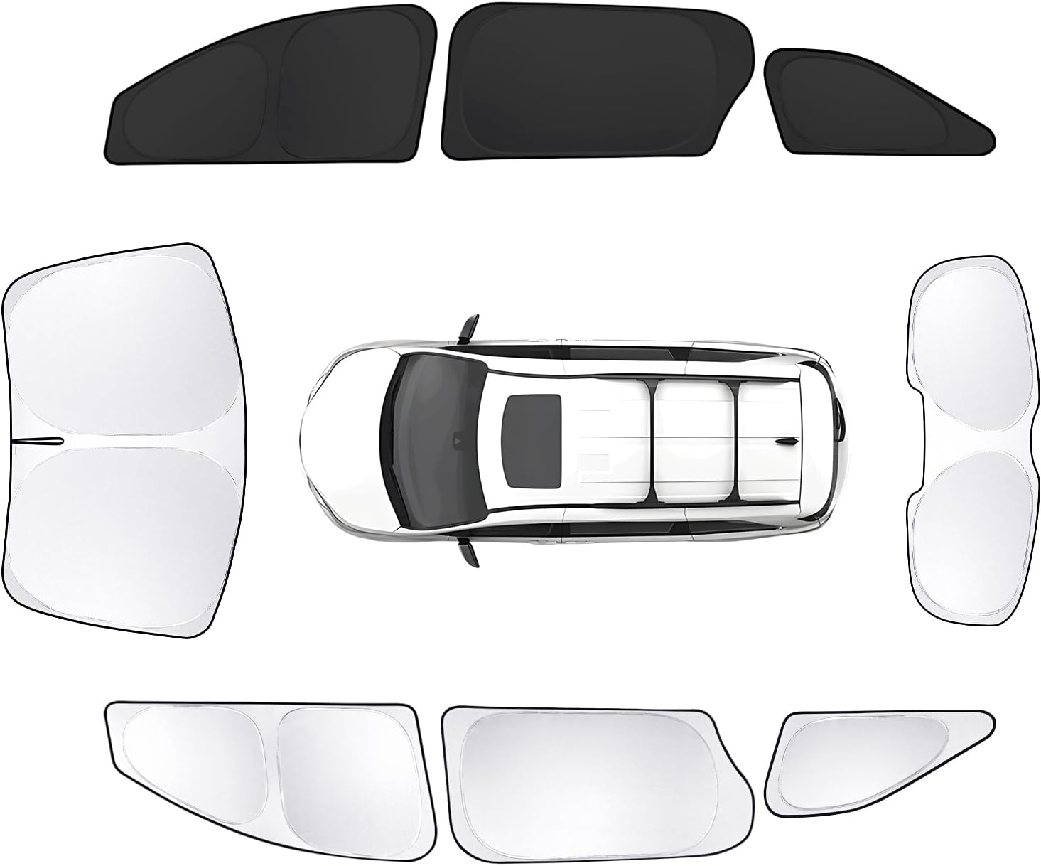 8pcs Car Window Shades for Toyota Sienna 2021-2025 Accessories,Windshield Side Rear Full Sunshade,Sun Visor UV Blocking, Privacy Protection and Blackout for Camping Outdoor