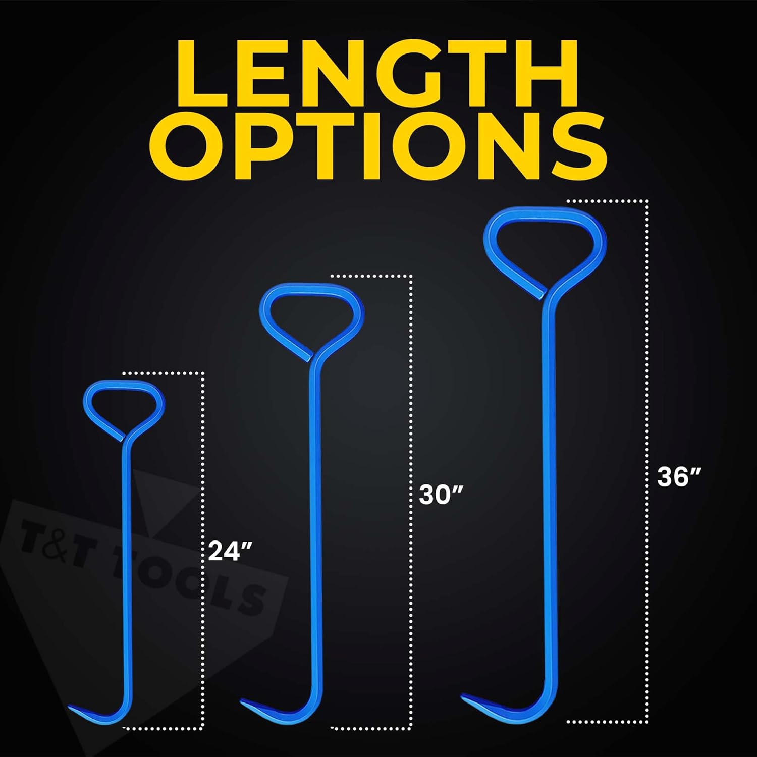 T&T Tools 24-Inch Manhole Hook - Heavy Duty Single Hook for Lifting Manhole Covers, Storm Drains, Septic Tank Risers - Rigid Hex Alloy Steel Tool for Lifting, Pulling, and Removing Covers - 1 Pack