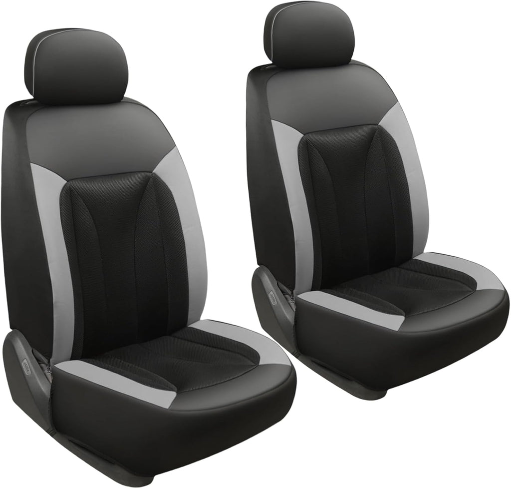 GIANT PANDA Fit Chevy Equinox Trax Malibu Blazer Trailblazer Traverse Tahoe Front Car Seat Cover, 3D Air Mesh Breathable Seat Protector, Gray（2-Pack
