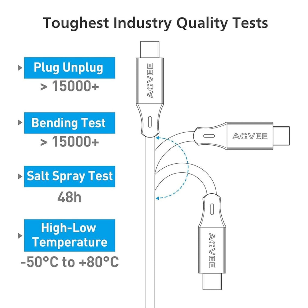 AGVEE 2 Pack 3ft Coiled Short USB-C to USB-C Charging Cable [USB-IF Certified] 60W PD Fast Charger Cord in Car for iPhone 16/15 CarPlay, Galaxy S25 S24 S23 S22 S21 S10 S9 S8, Google Pixel, Dark Gray
