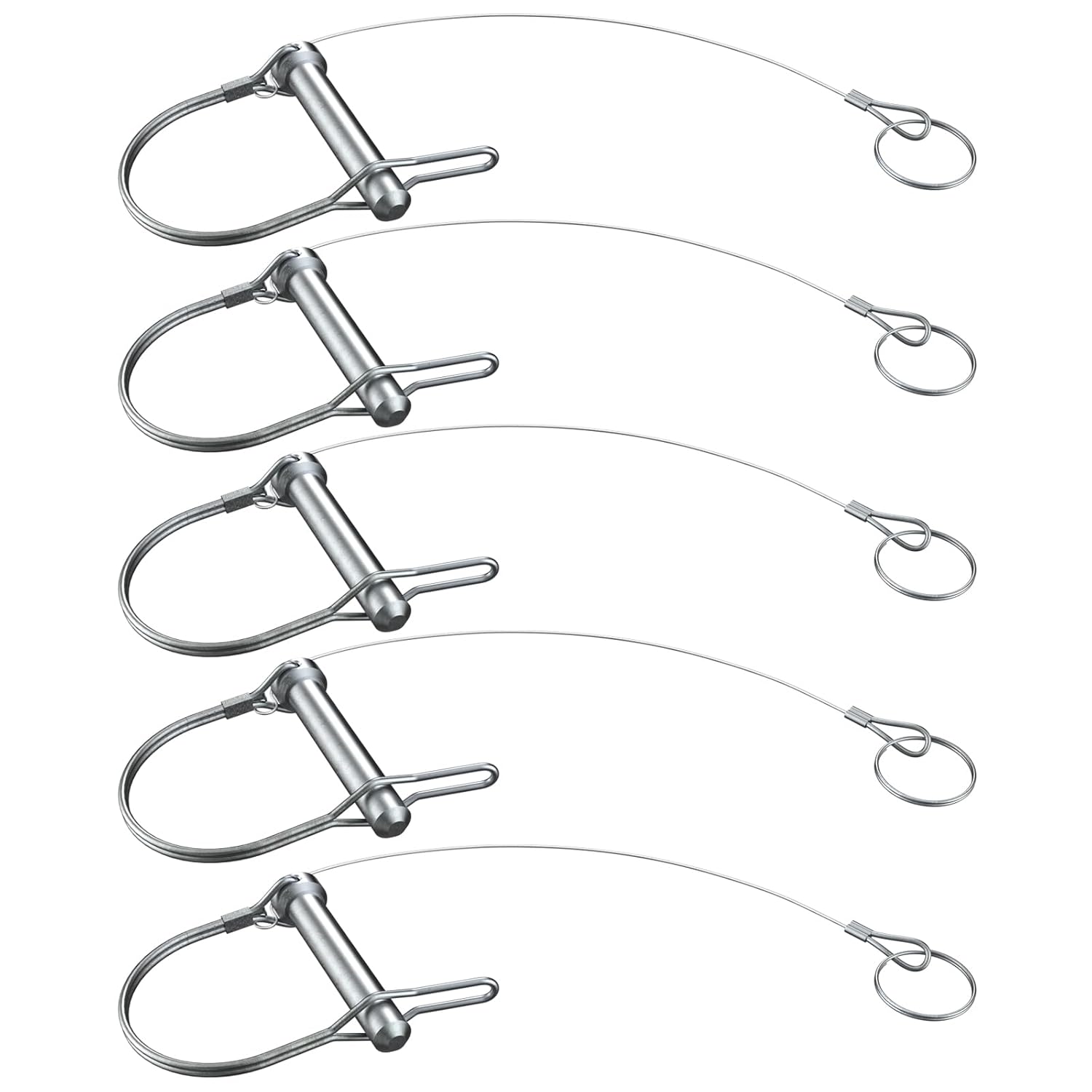 5Pcs Trailer Coupler Pin 5/16x 1-3/4（WxL） Prevents Loss Trailer Hitch Locking Pin with Plastic Coating Tether Steel Quick Release Ring for Shaft Trailer Tongue