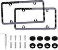 LivTee American Flag License Plate Frames, 4 Holes Stainless Steel License Plate Covers, 2PCS Car License Plate Holder, Automotive Exterior Accessories, Black-Gray
