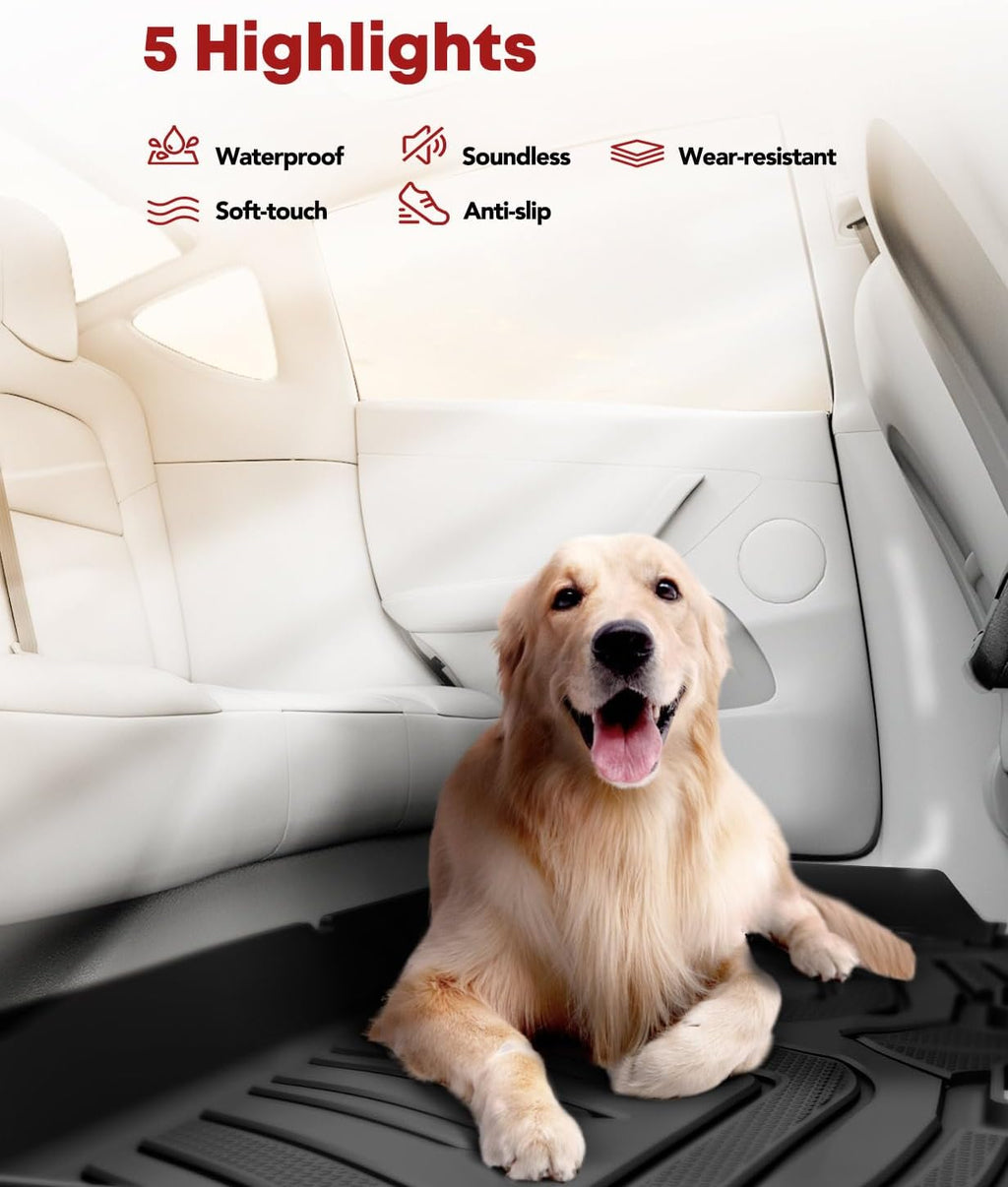 YHTAUTO Fit 2025 2024 2023 2022 Toyota Tundra Floor Mats | Only Fit CrewMax | TPE All Weather Floor Liner, 1st 2nd Row Car Mats