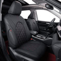 coverdream Camry Seat Covers Custom Fit for 2018-2024 Toyota Camry L LE SE SE Nightshade,Full Coverage Waterproof Leatherette Car Seat Protector (Full Set,Black/Red)