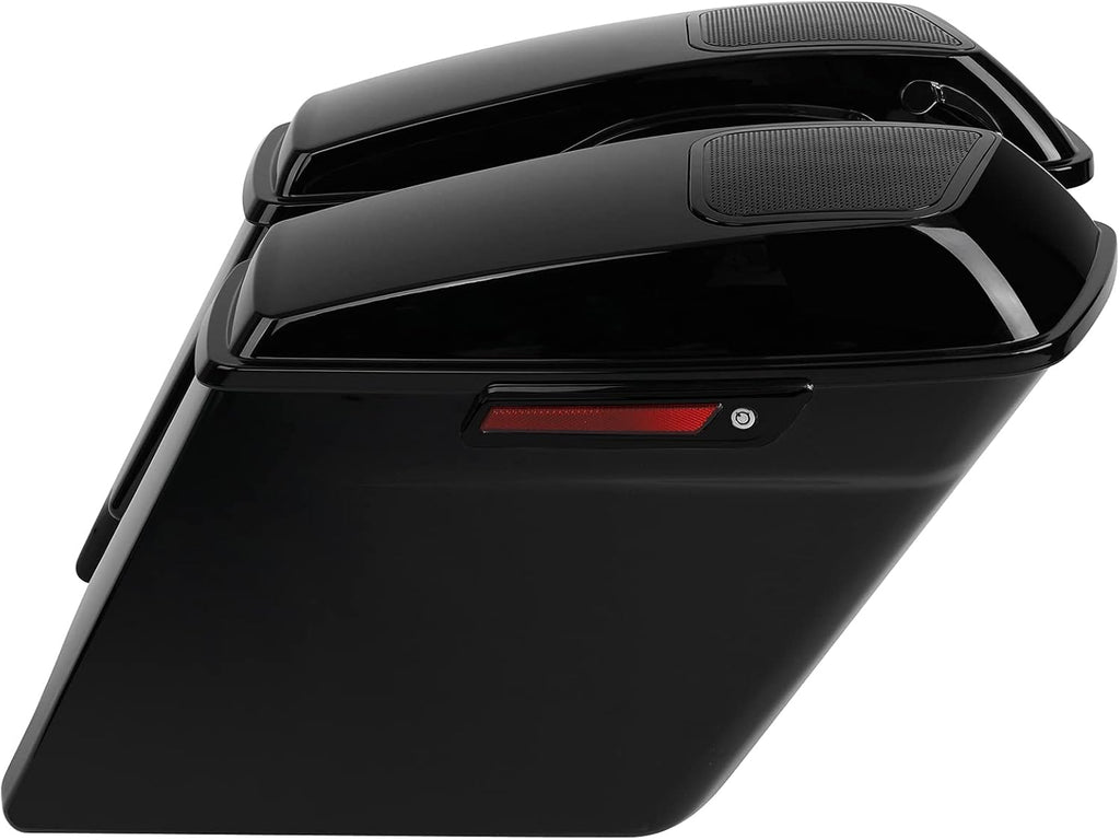 XFMT Motorcycle 5" Stretched Hard Saddlebags W/ 6 x 9 Inches Speaker Lids For Harley Touring Road King Road Glide Street Glide Electra Glide Ultra Classic 2014-2023 (Black Latches)