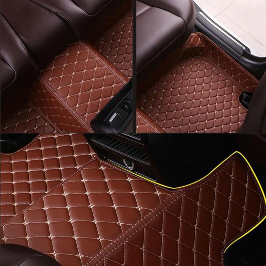 Custom Personalized Floor Mats for Cars，Luxury Full Coverage All Car Floor Mats，Anti-Slip Leather Car Mat Set ，Custom Floor Mats for 99% of Cars, Trucks & SUVs. (Black Green)
