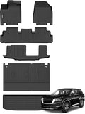GINOWY-Floor Mats & Cargo Liner for Nissan Pathfinder 2022-2025(8 Passenger), TPE All Weather Car Floor Mats Pathfinder Floor Liners Accessories Black